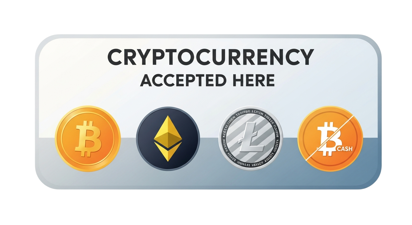 Cryptocurrency Accepted - Bitcoin, Ethereum, Litecoin