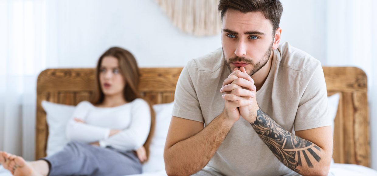 young couple in bedroom