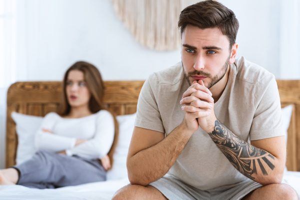young couple in bedroom