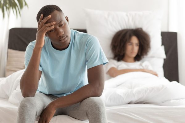 young couple in bedroom